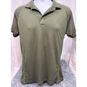 Prince Mens Performance Polo Shirt Olive Green Textured Short Sleeve Size S